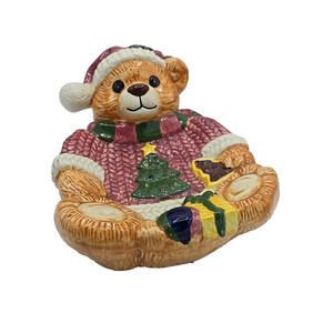 Vtg 90s Jay Import Teddy Bear Sweater Holiday Christmas Cottagecore Soap Dish